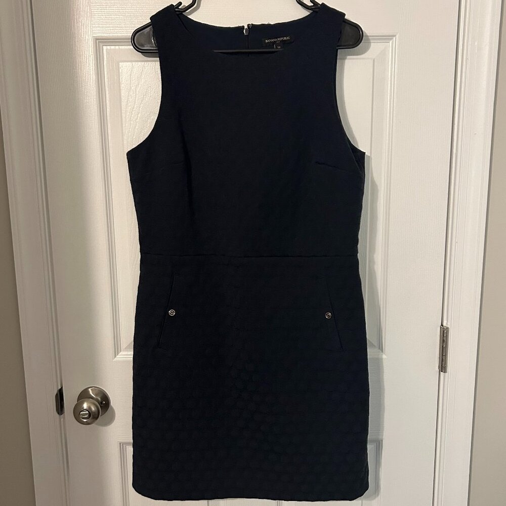 Banana Republic Factory Textured Sheath‎ Navy Dress, 14